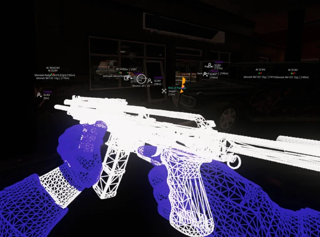 Escape from Tarkov chams wireframe hands and Scav ESP